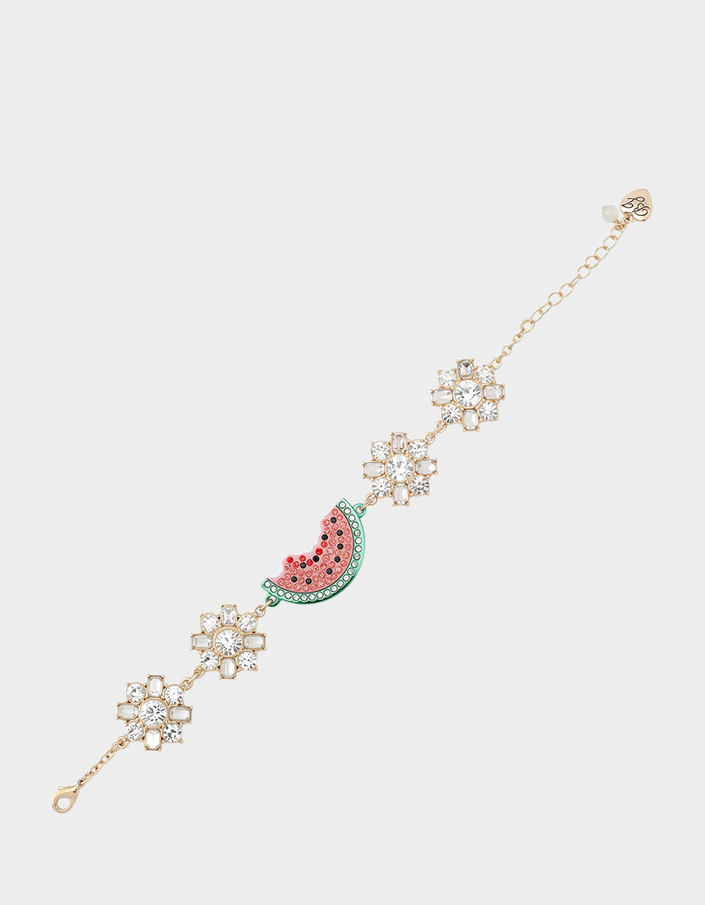 Betsey Johnson Watermelon Charm Adjustable Bracelet Pink
