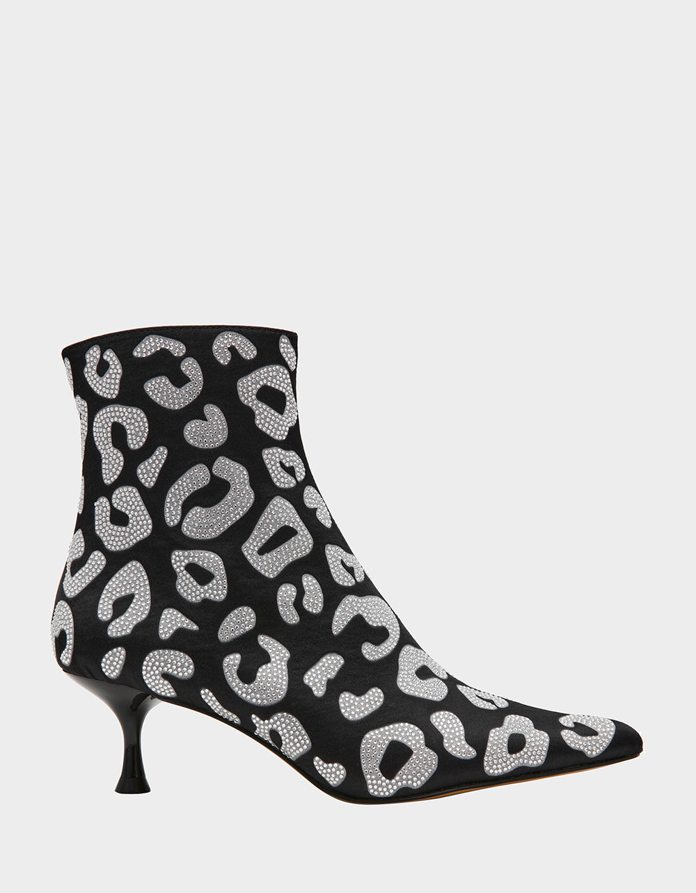 Rebeca Black Leopard Print Kitten Heel Booties - Pointed Toe