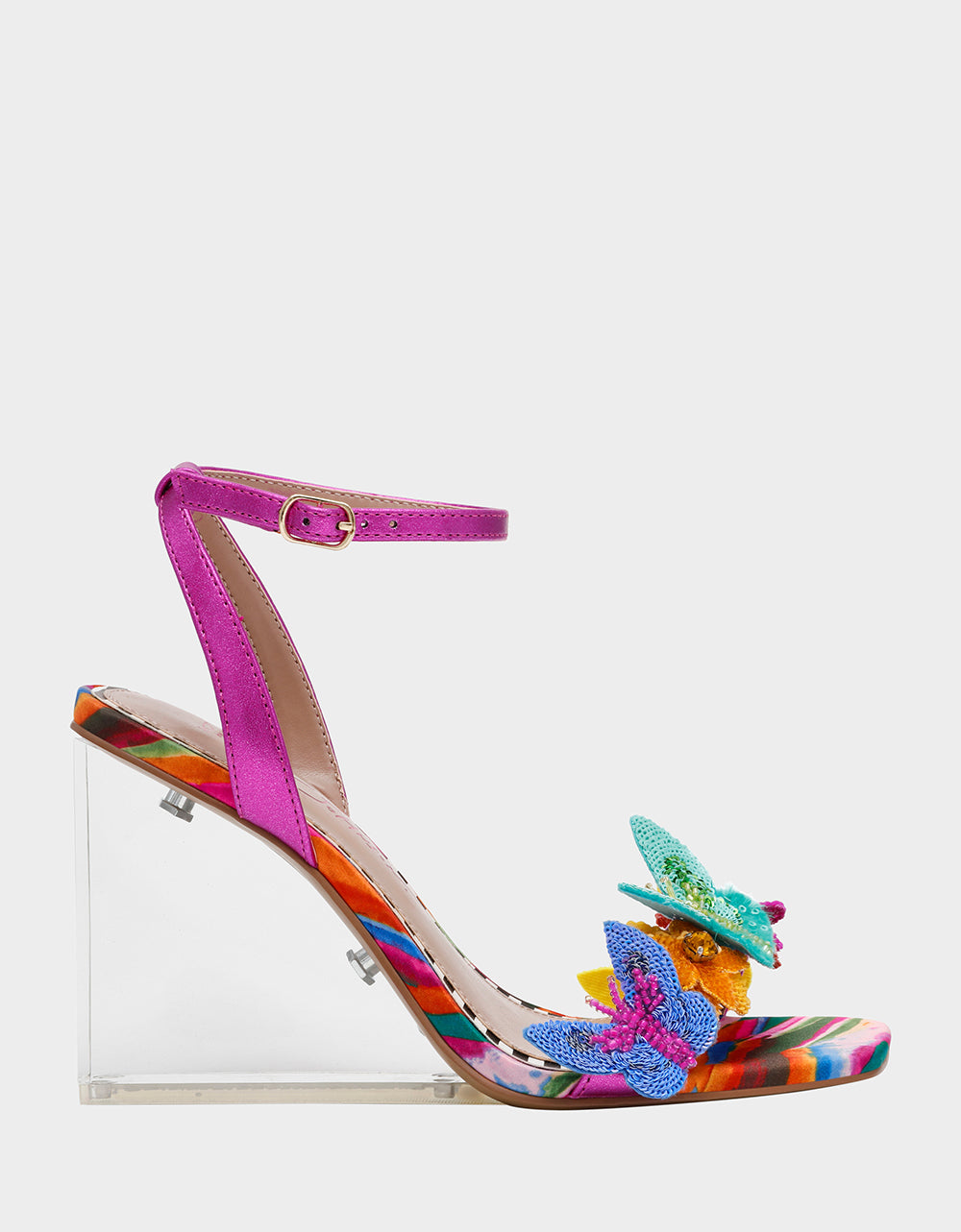 Betsey Johnson APOLO Fuchsia Beaded Butterfly Wedge Heels