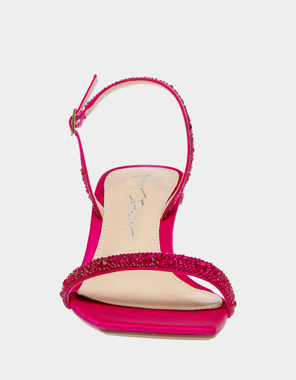 Betsey Johnson Rebel Fuchsia Rhinestone Kitten Heels with Adjustable Sling Back