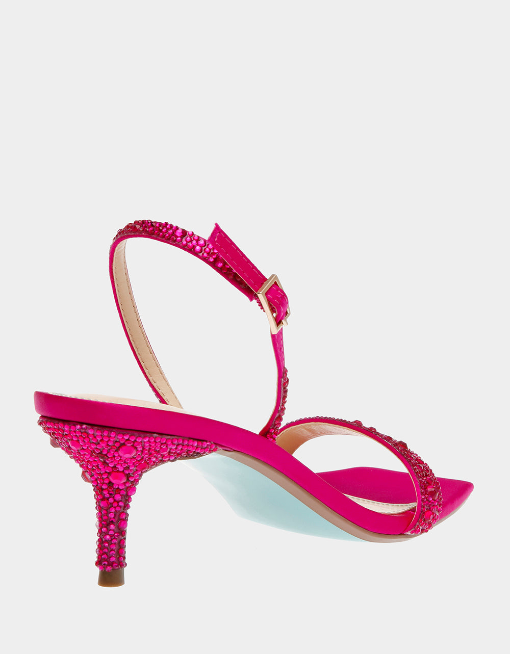 Betsey Johnson Rebel Fuchsia Rhinestone Kitten Heels with Adjustable Sling Back
