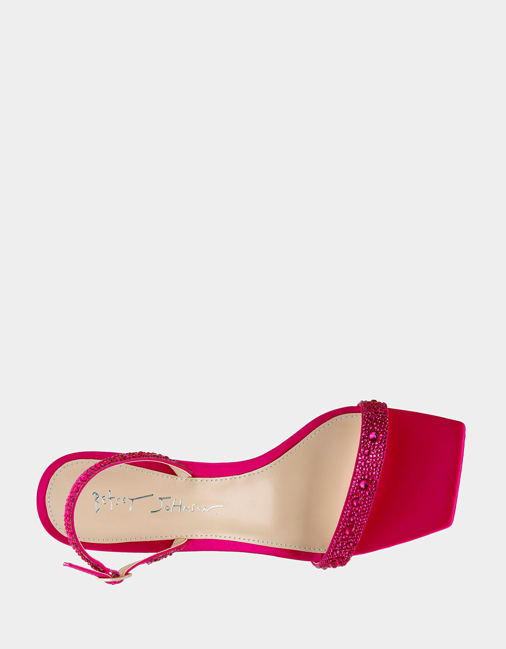 Betsey Johnson Rebel Fuchsia Rhinestone Kitten Heels with Adjustable Sling Back