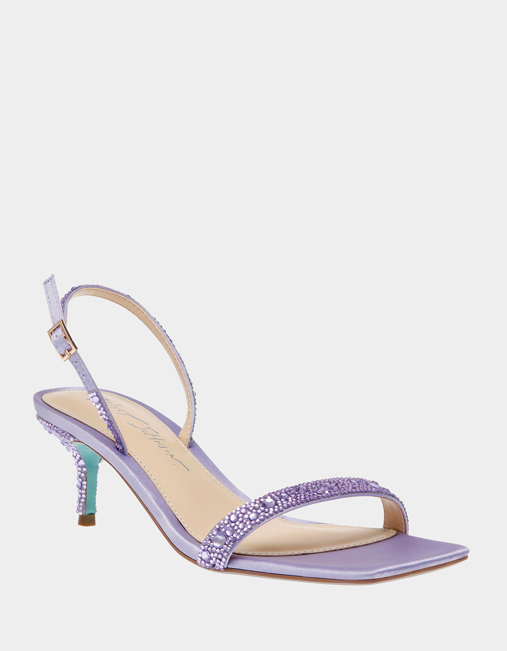 Betsey Johnson Rebel Lavender Rhinestone Kitten Heels