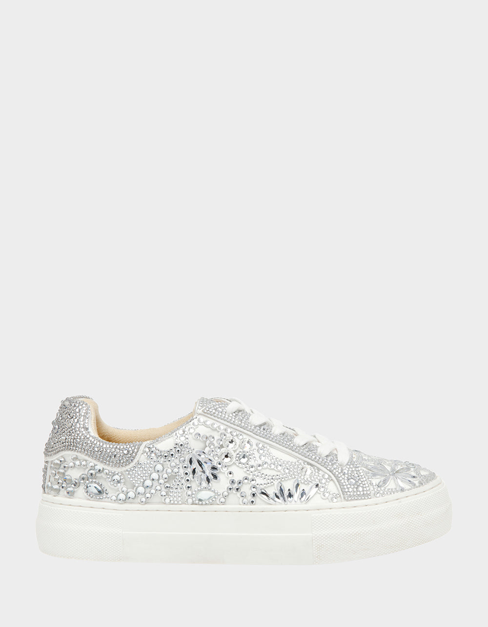 Betsey Johnson Reily Rhinestone Platform Sneakers - White