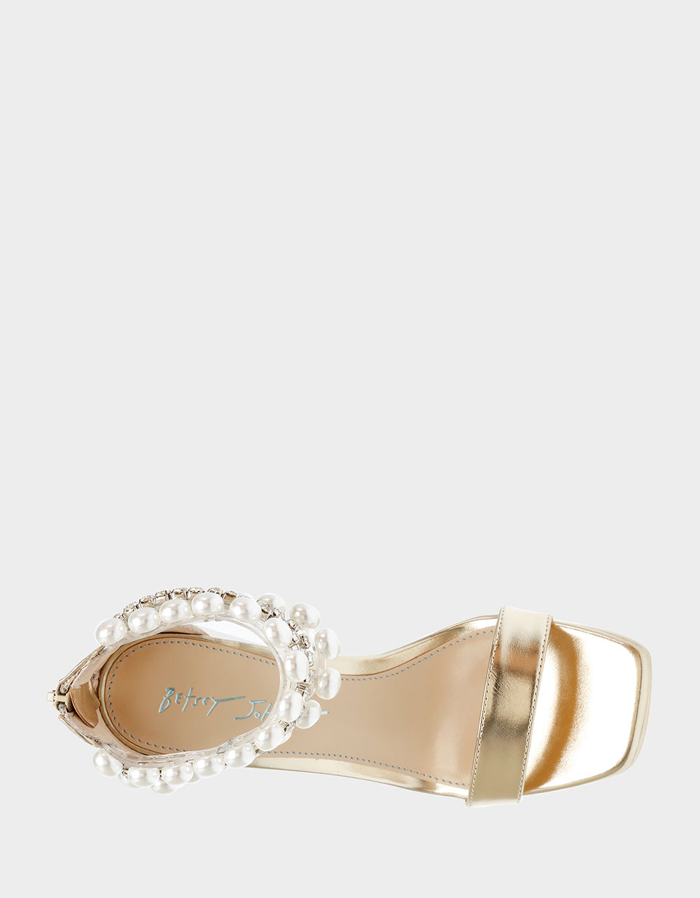 RE:LUV Rider Gold Clear Heel Rhinestone Strap Sandals