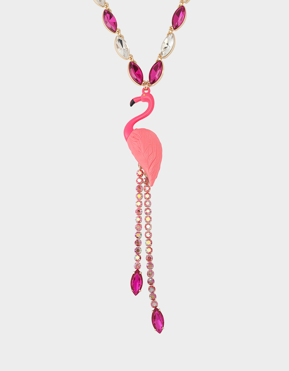 Betsey Johnson Pink Flamingo Adjustable Necklace with Rhinestones