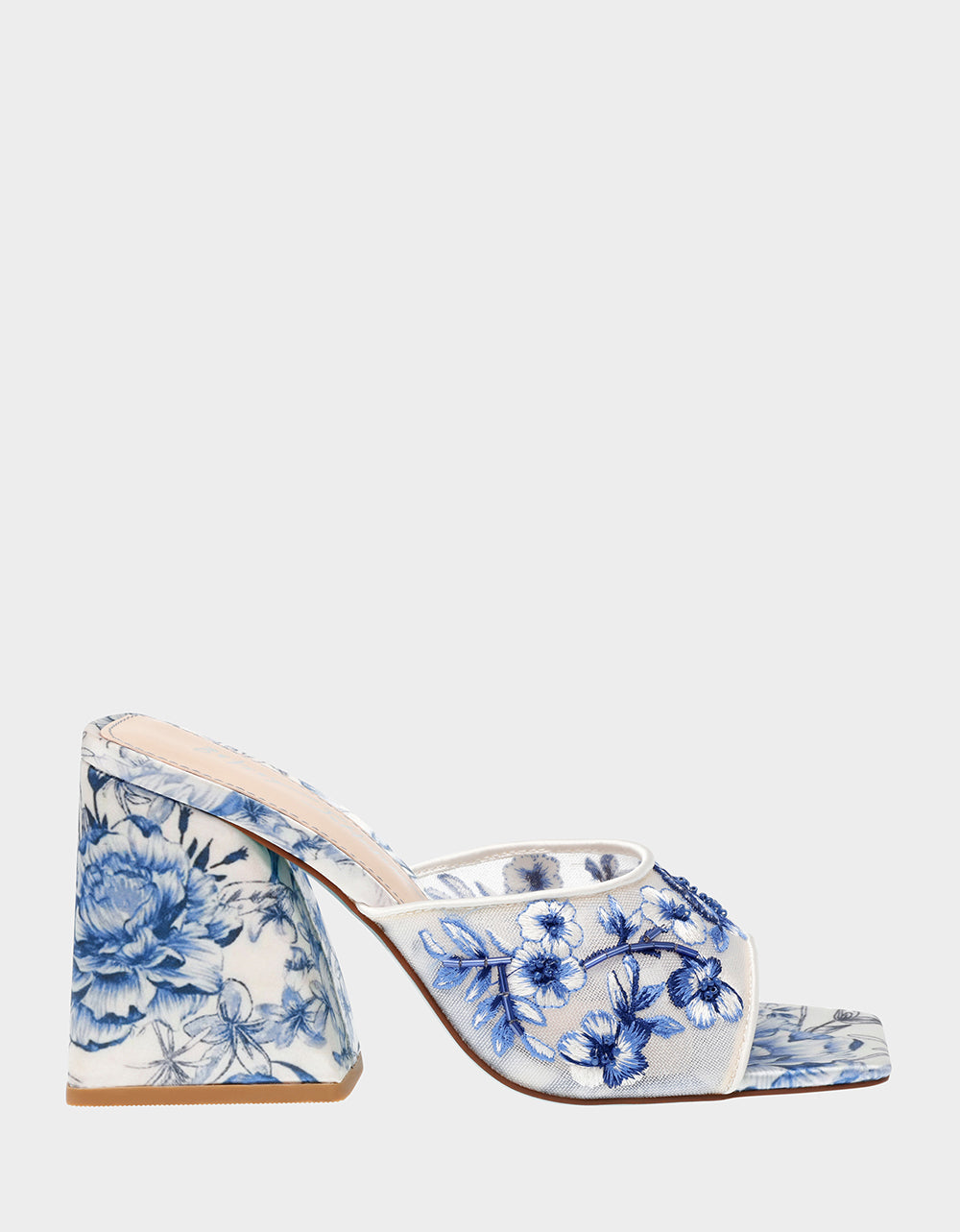 Betsey Johnson Blue Floral Heel Sandals with Beaded Straps