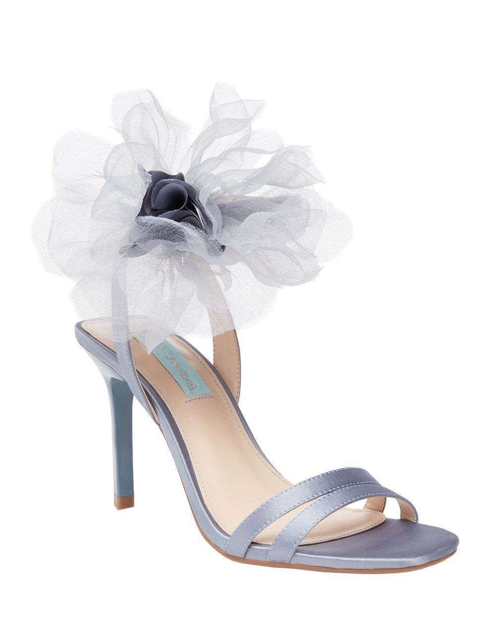 RE:LUV Yasmine Blue Strappy Stiletto Sandals with Floral Tulle