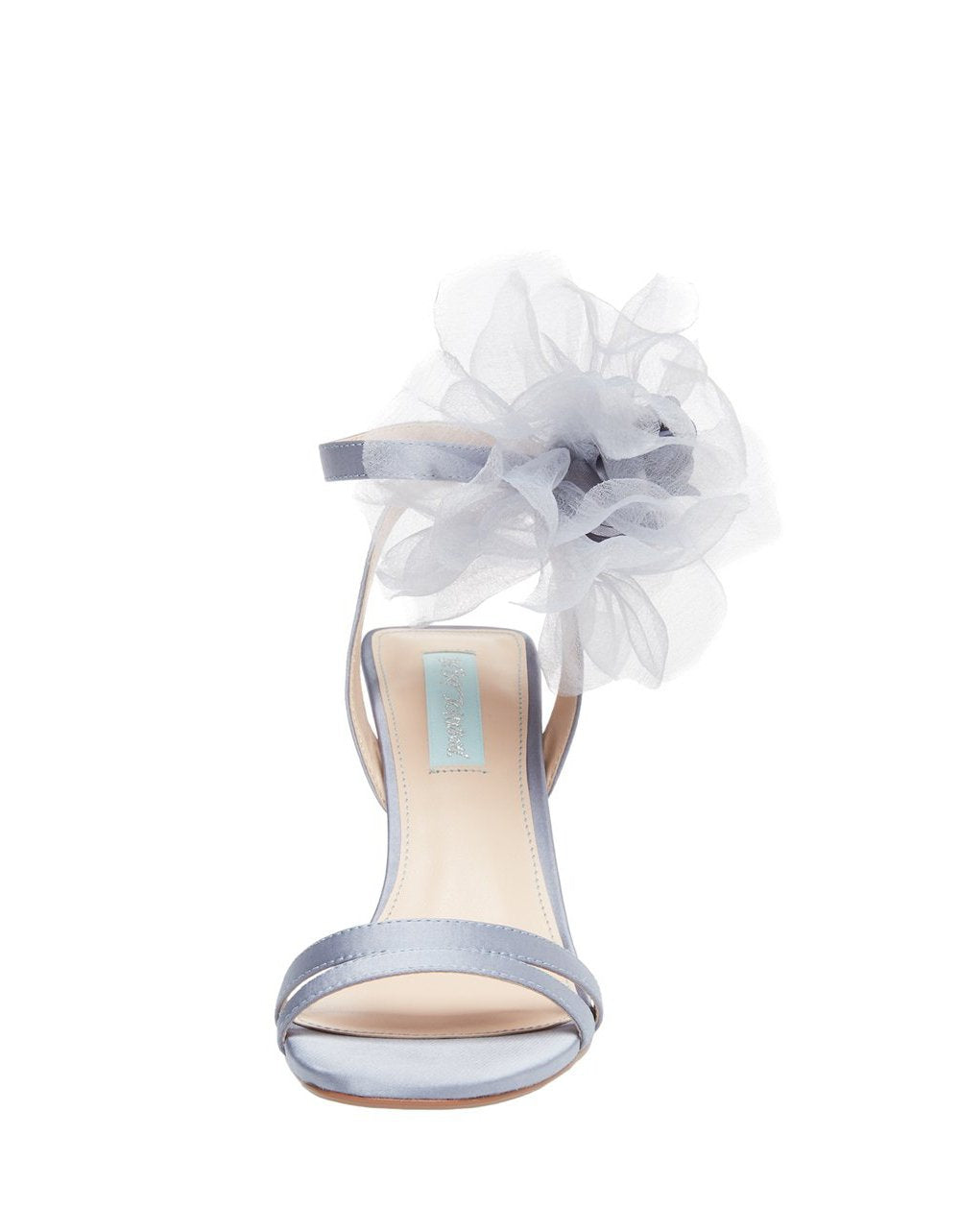RE:LUV Yasmine Blue Strappy Stiletto Sandals with Floral Tulle