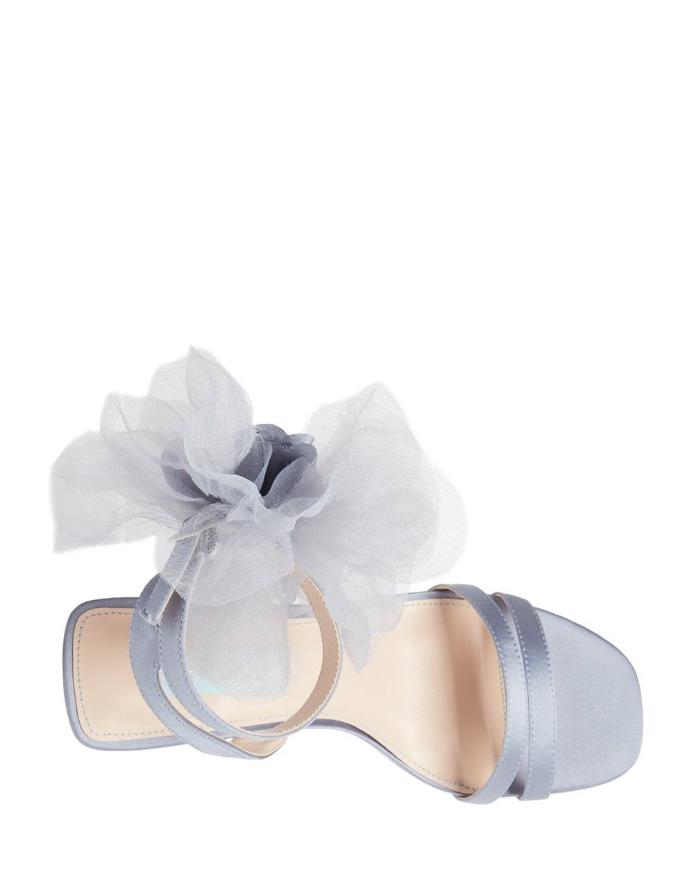 RE:LUV Yasmine Blue Strappy Stiletto Sandals with Floral Tulle