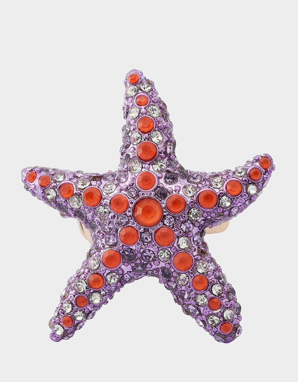 Purple Starfish Stretch Ring with Crystal Accents - Mermaid Jewels