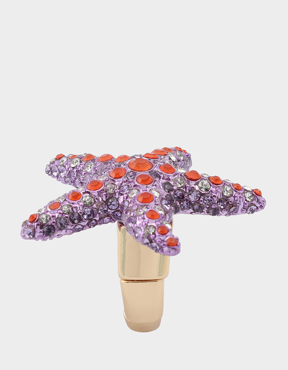 Purple Starfish Stretch Ring with Crystal Accents - Mermaid Jewels