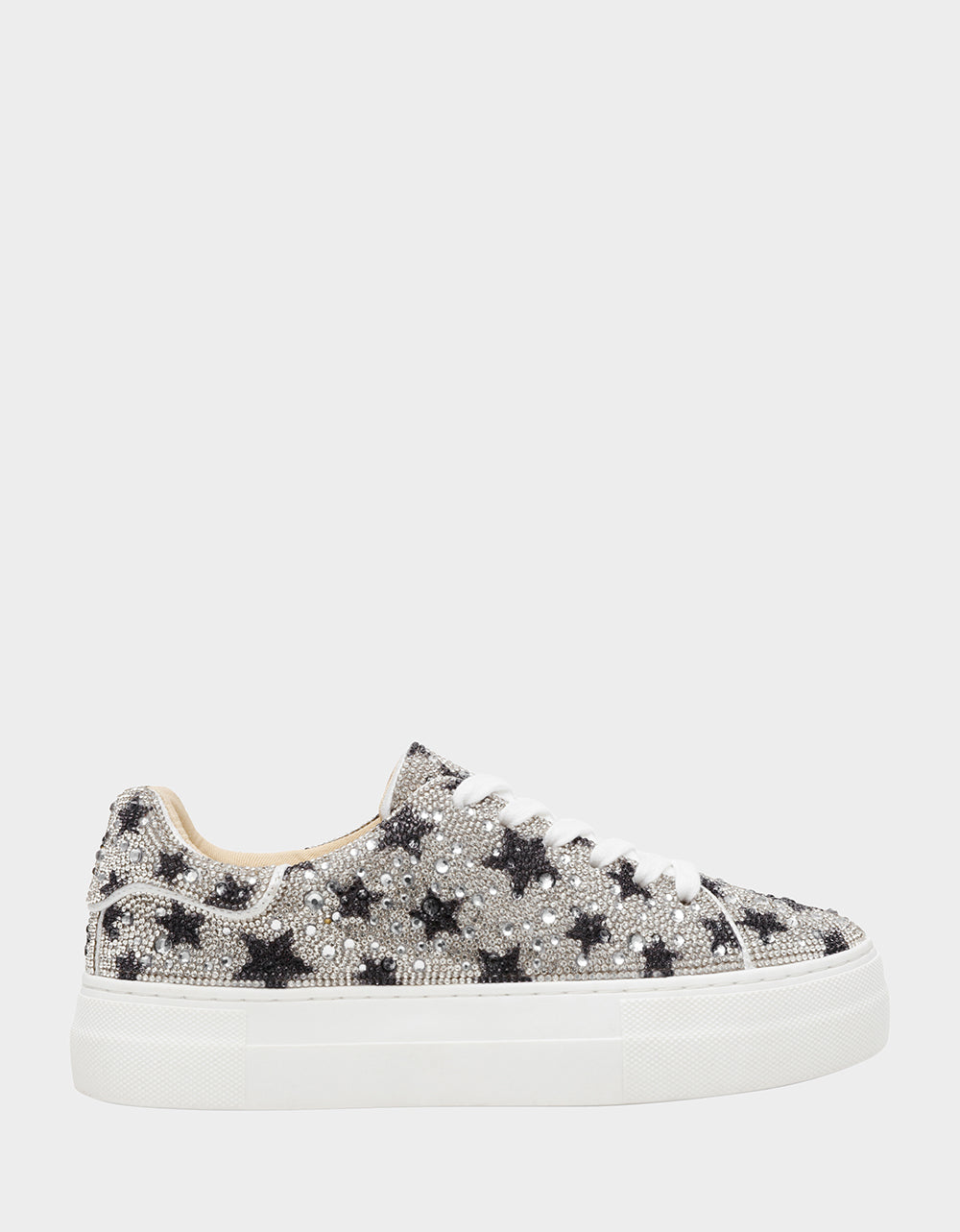 Betsey Johnson SIDNY Rhinestone Platform Sneakers - Black Star