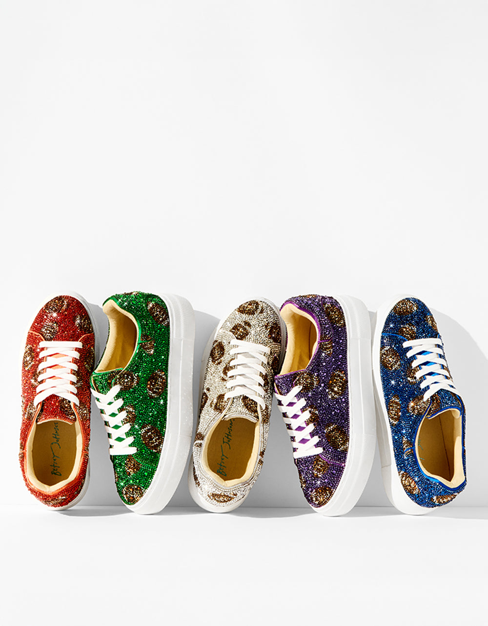 Sidny Blue Rhinestone Sneakers with Platform