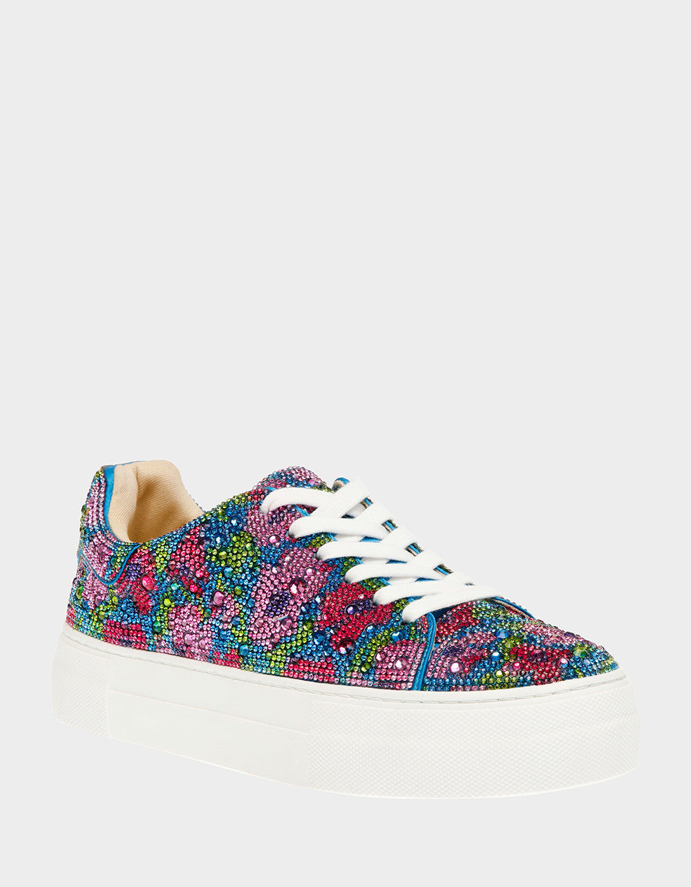 Betsey Johnson SIDNY Rhinestone Platform Sneakers in Blue Multi