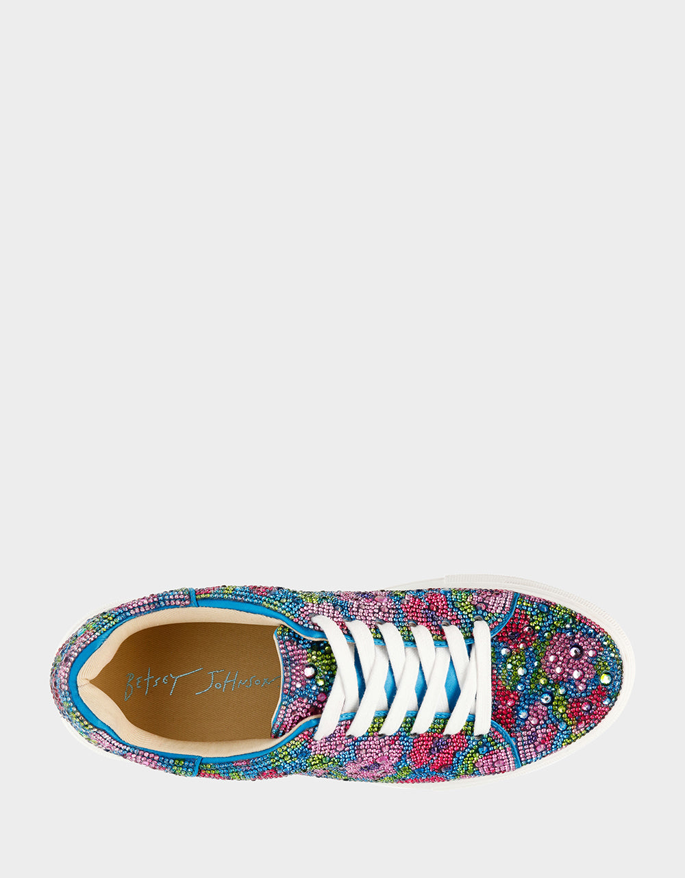 Betsey Johnson SIDNY Rhinestone Platform Sneakers in Blue Multi