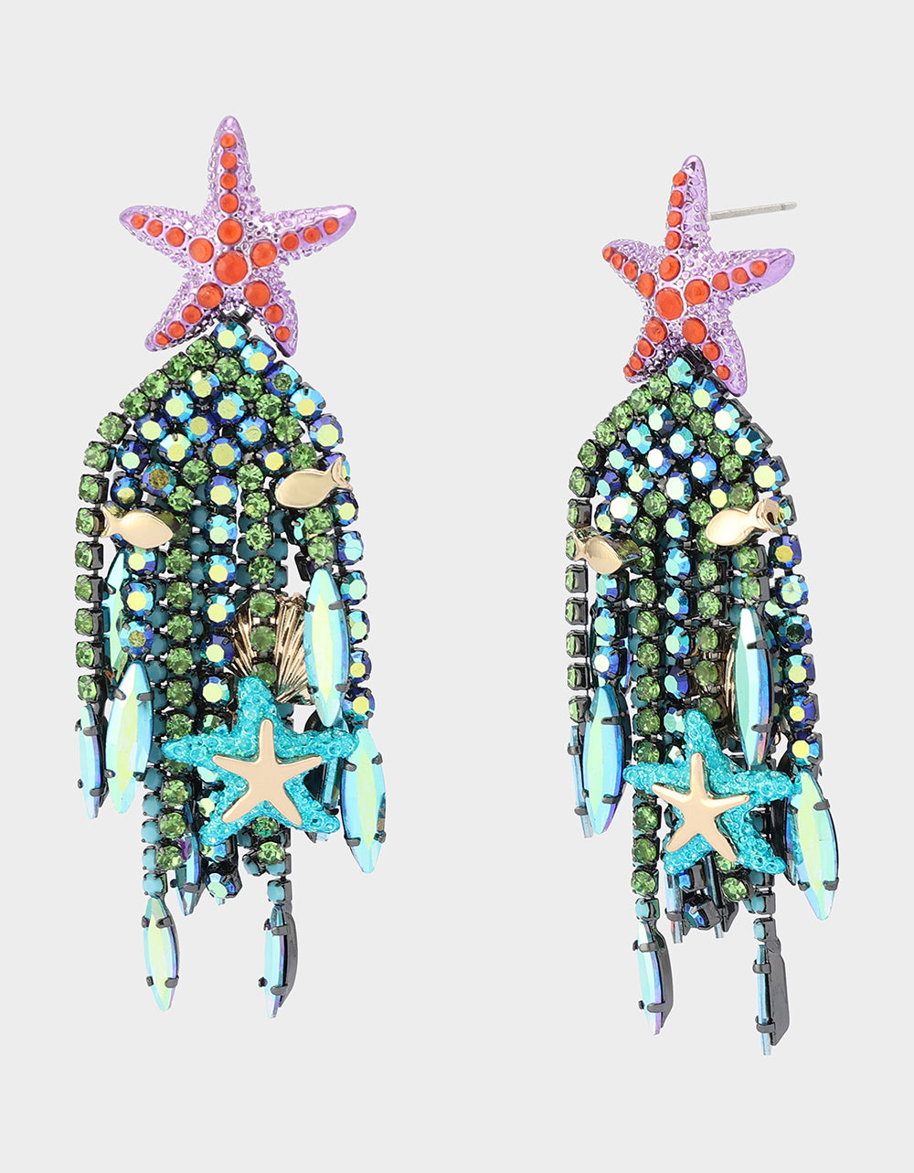Betsey Johnson Mermaid Starfish Drop Earrings with Beaded Fringe