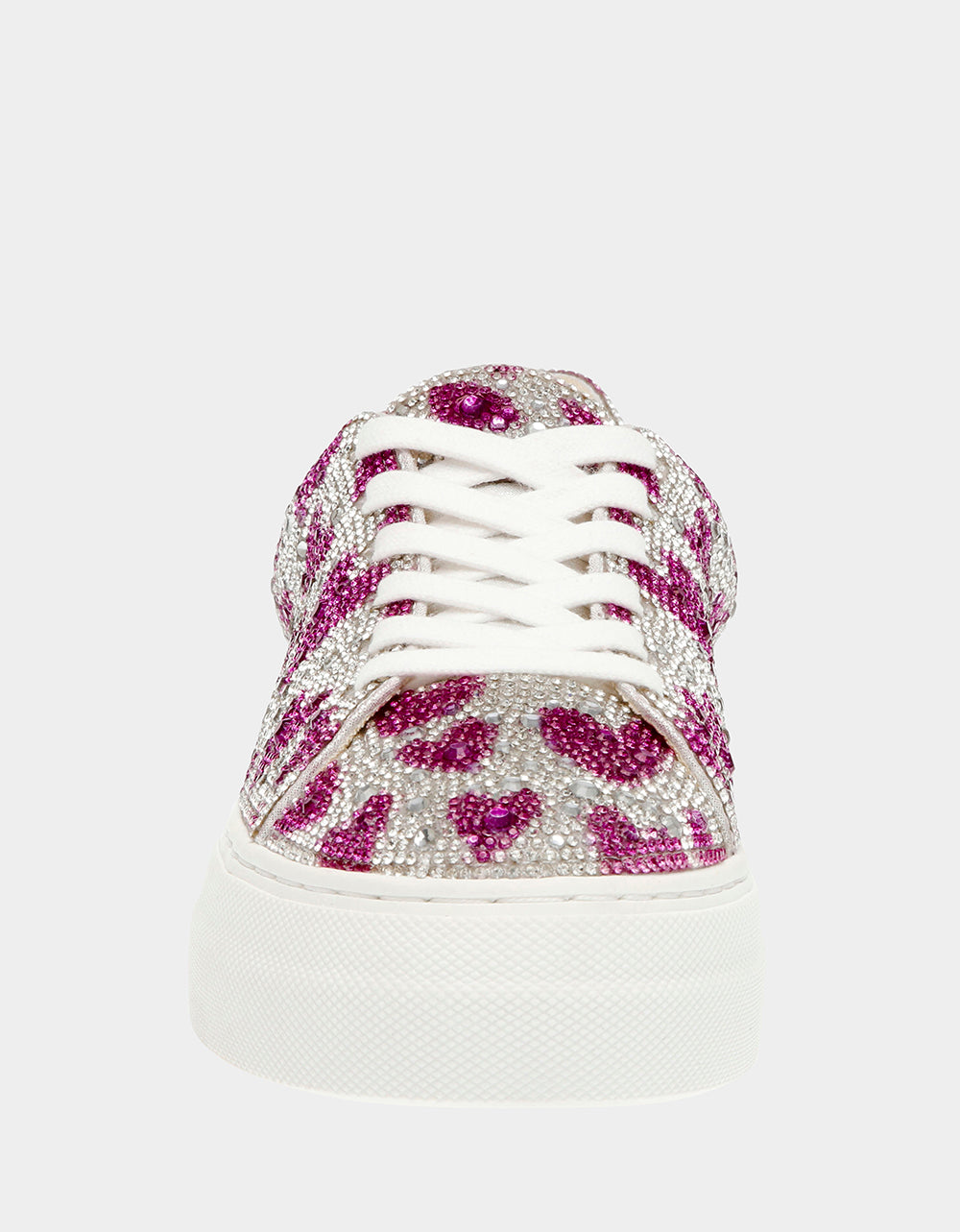 Betsey Johnson SIDNY Fuchsia Rhinestone Heart Sneakers