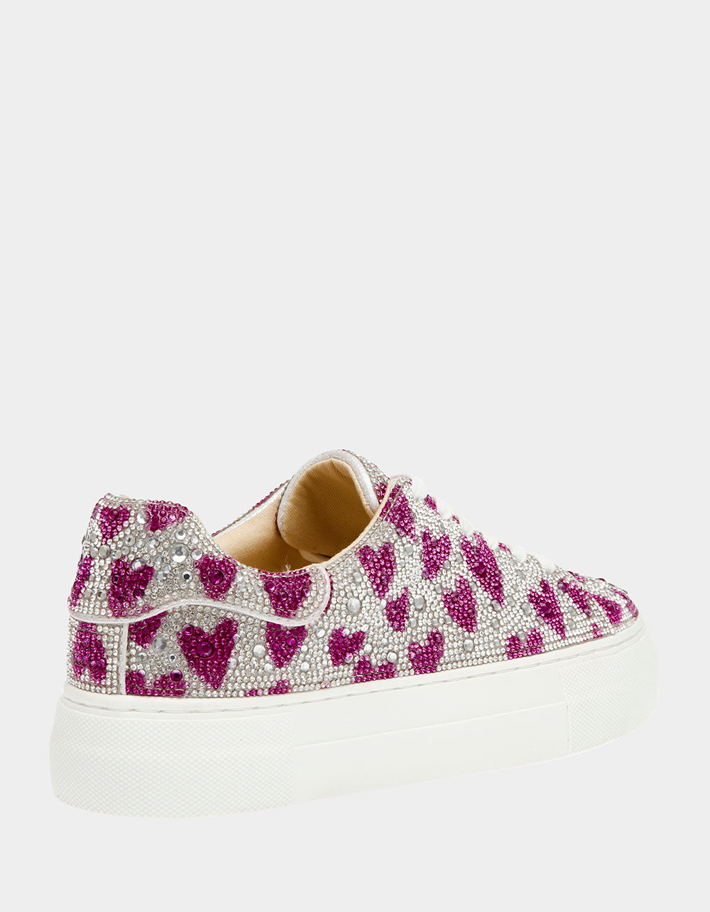 Betsey Johnson SIDNY Fuchsia Rhinestone Heart Sneakers