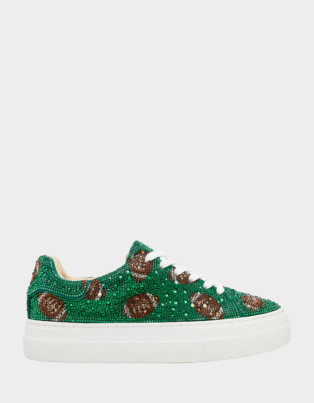 Betsey Johnson Sidny Rhinestone Platform Sneakers - Sparkly Green Football Design
