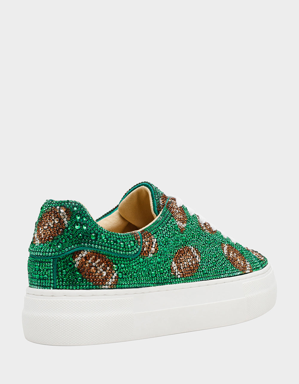 Betsey Johnson Sidny Rhinestone Platform Sneakers - Sparkly Green Football Design