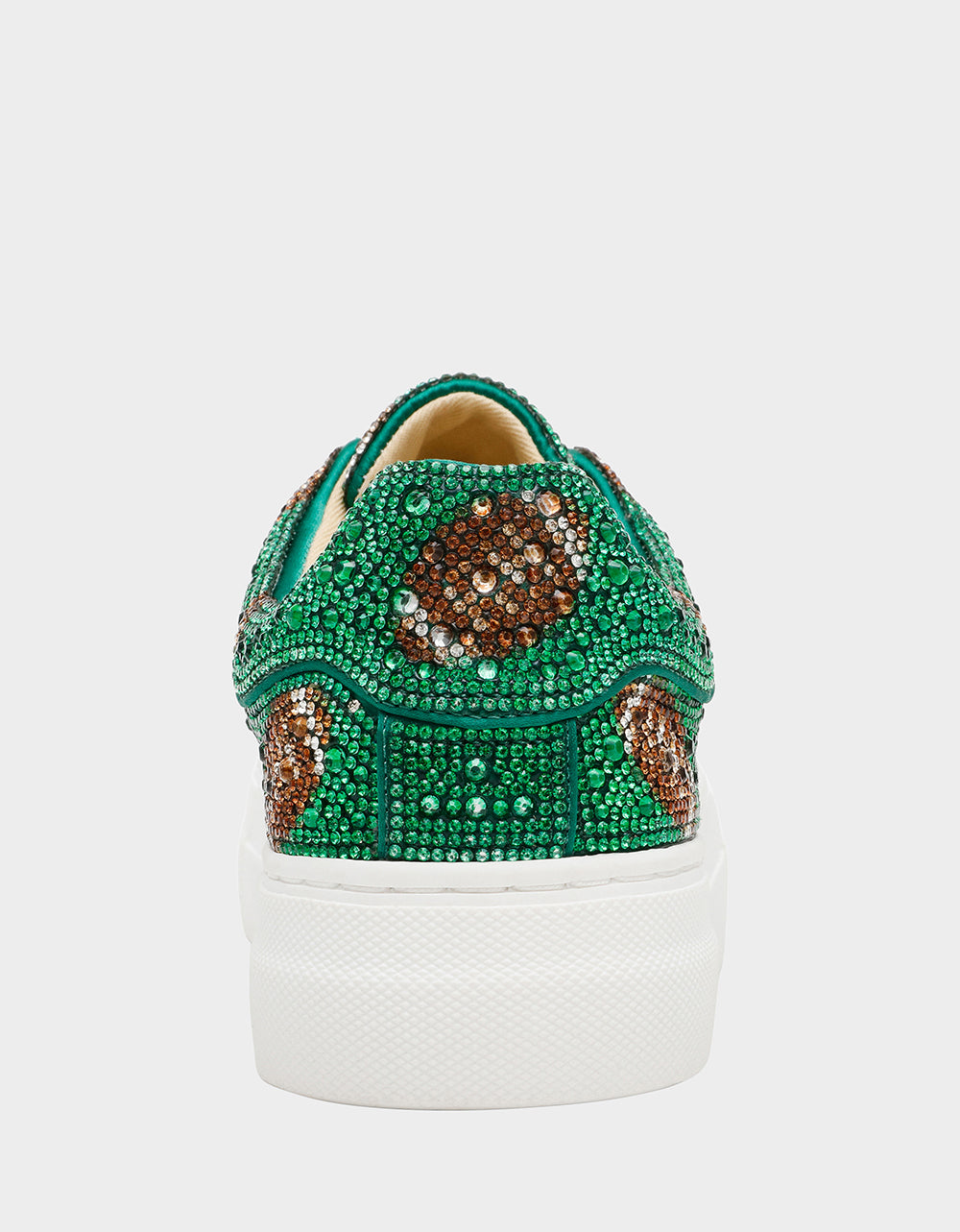 Betsey Johnson Sidny Rhinestone Platform Sneakers - Sparkly Green Football Design