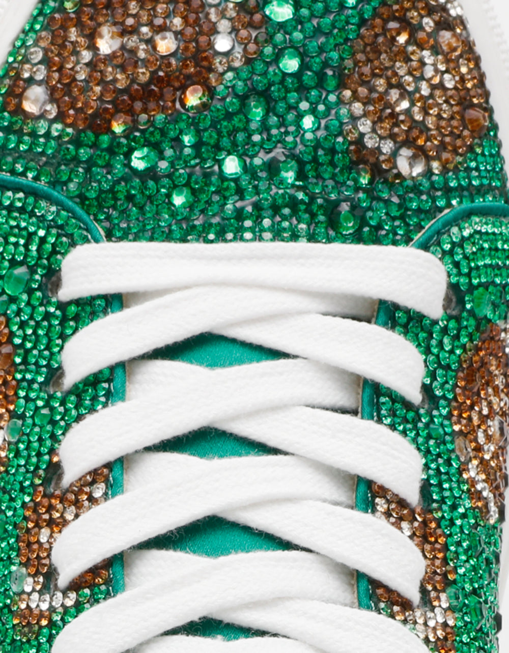 Betsey Johnson Sidny Rhinestone Platform Sneakers - Sparkly Green Football Design