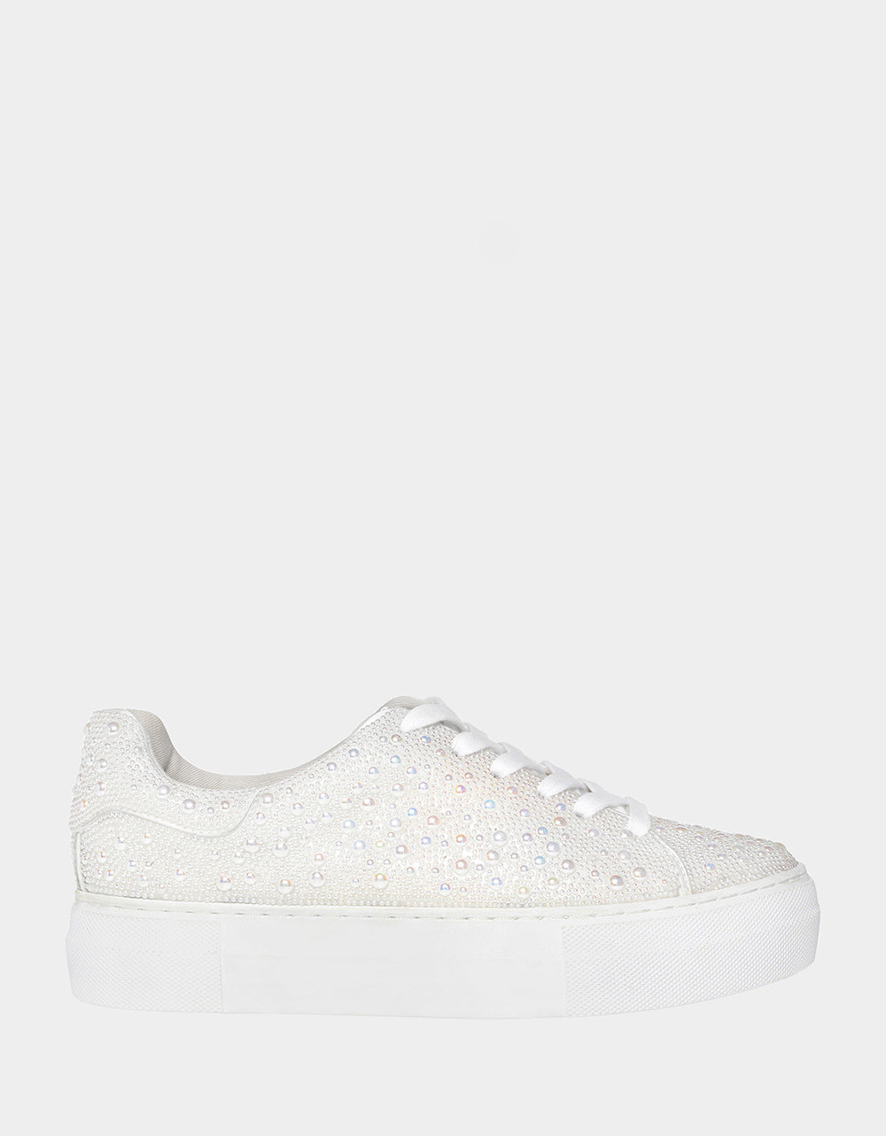 Betsey Johnson Sidny Ivory Pearl Platform Sneakers with Rhinestones