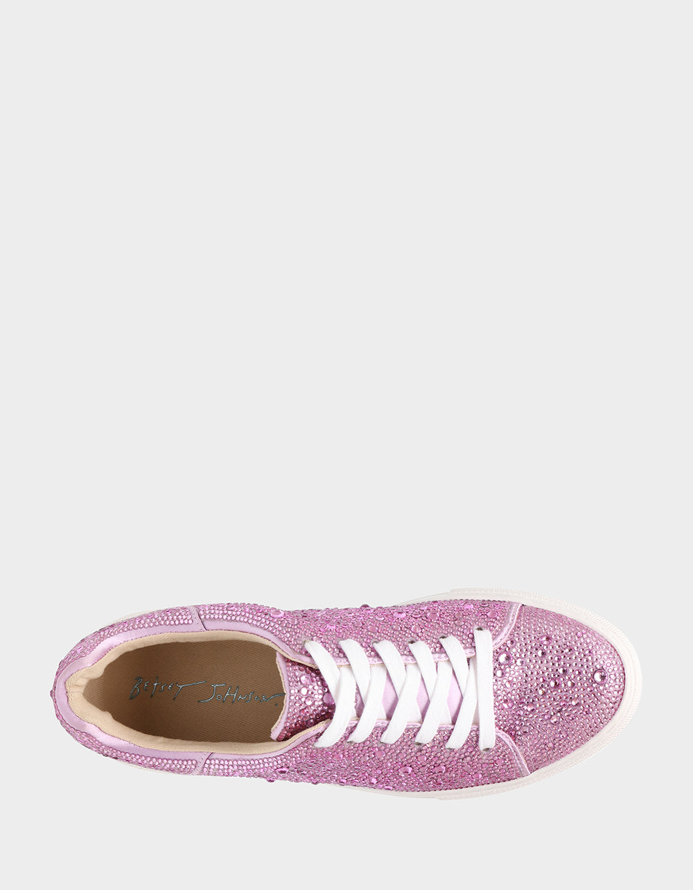 Betsey Johnson SIDNY Rhinestone Sneakers in Light Pink