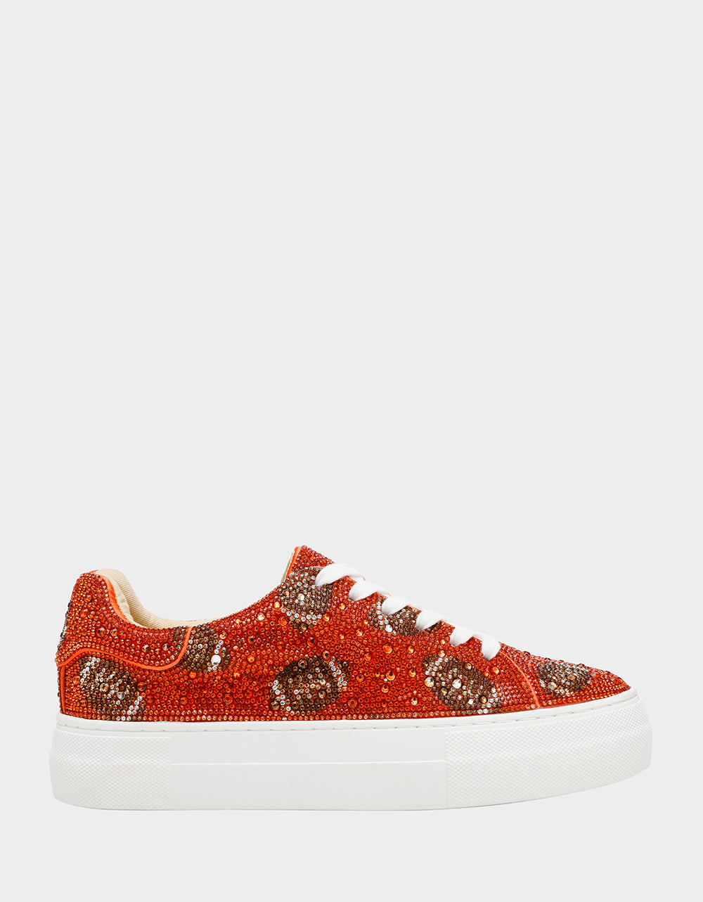Betsey Johnson SIDNY Rhinestone Platform Sneakers in Orange
