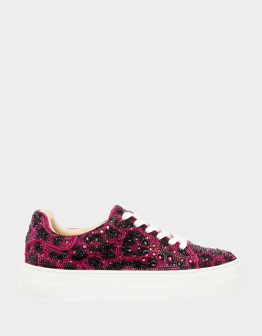 Betsey Johnson SIDNY Rhinestone Platform Sneakers Pink Leopard