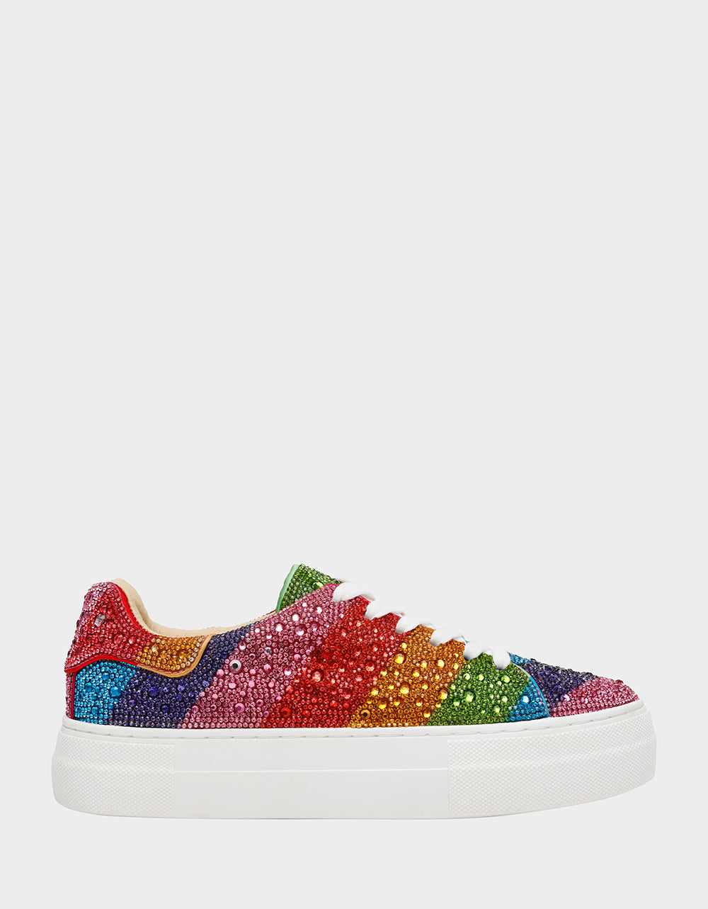 Betsey Johnson SIDNY Rhinestone Platform Sneakers Rainbow Multi