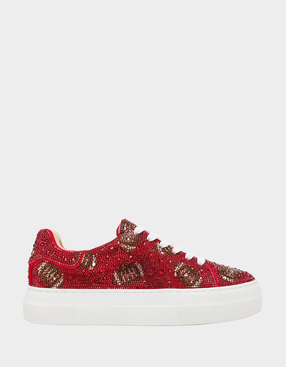 Sidny Red Rhinestone Platform Sneakers for Women