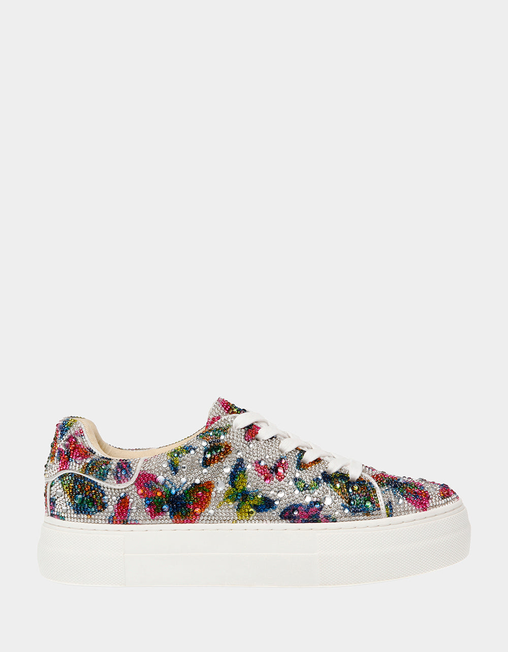 Betsey Johnson SIDNY Rhinestone Platform Sneakers - Silver Butterfly