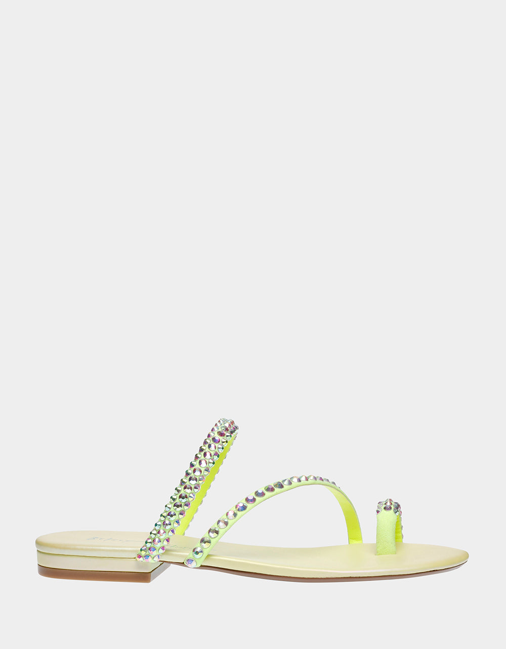 Betsey Johnson Silas Lime Sparkly Strappy Sandals with Toe Strap