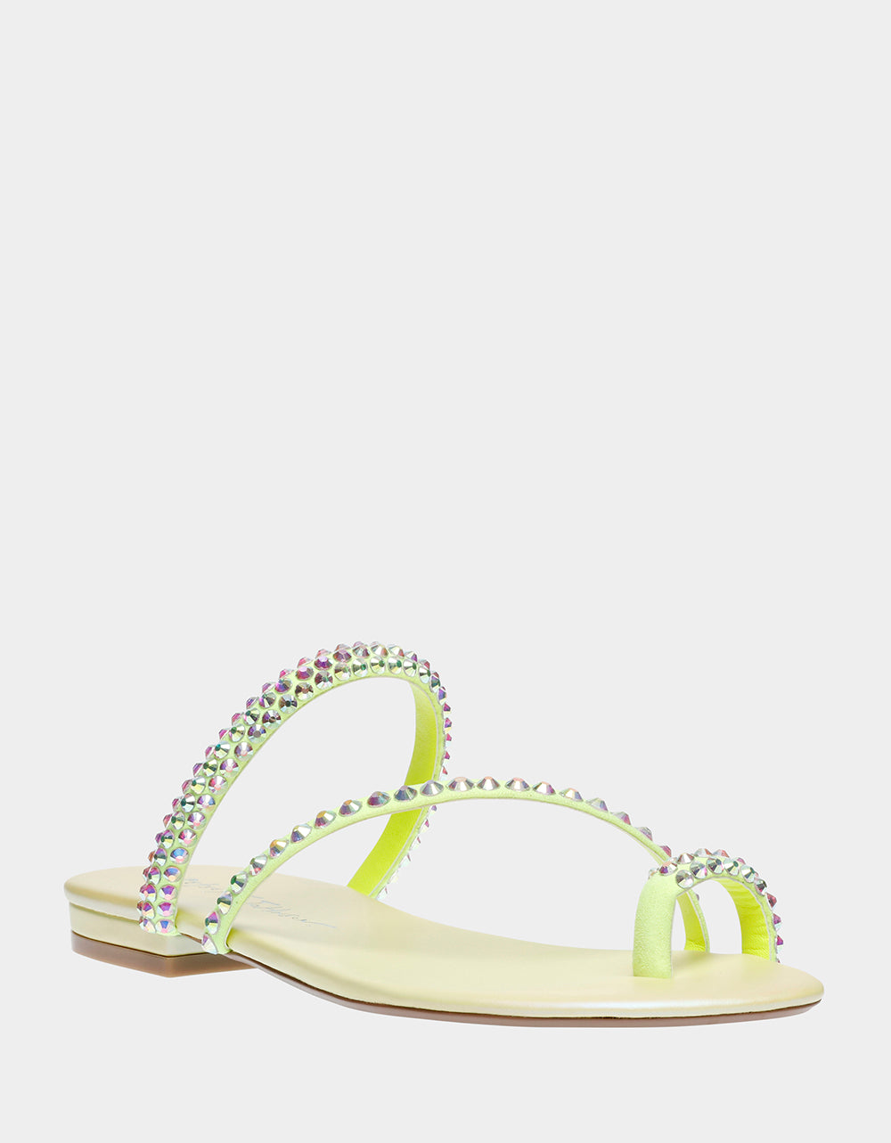 Betsey Johnson Silas Lime Sparkly Strappy Sandals with Toe Strap