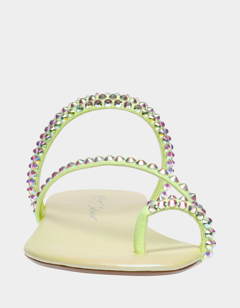 Betsey Johnson Silas Lime Sparkly Strappy Sandals with Toe Strap
