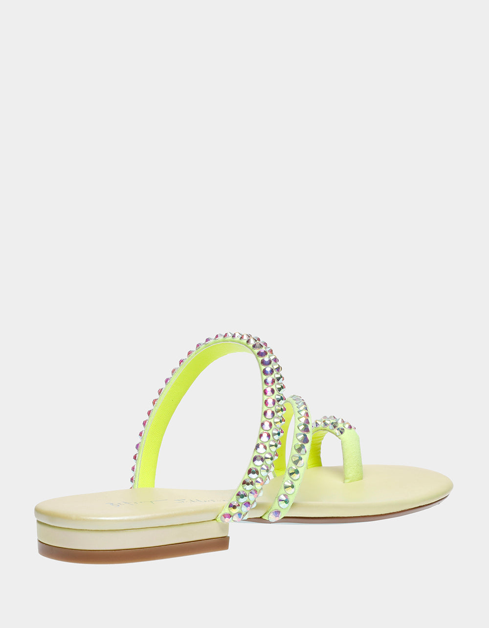 Betsey Johnson Silas Lime Sparkly Strappy Sandals with Toe Strap