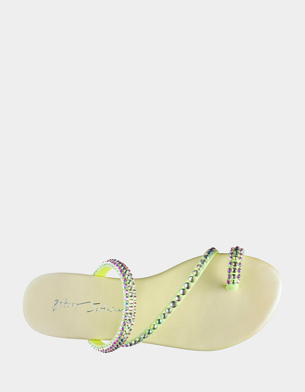 Betsey Johnson Silas Lime Sparkly Strappy Sandals with Toe Strap