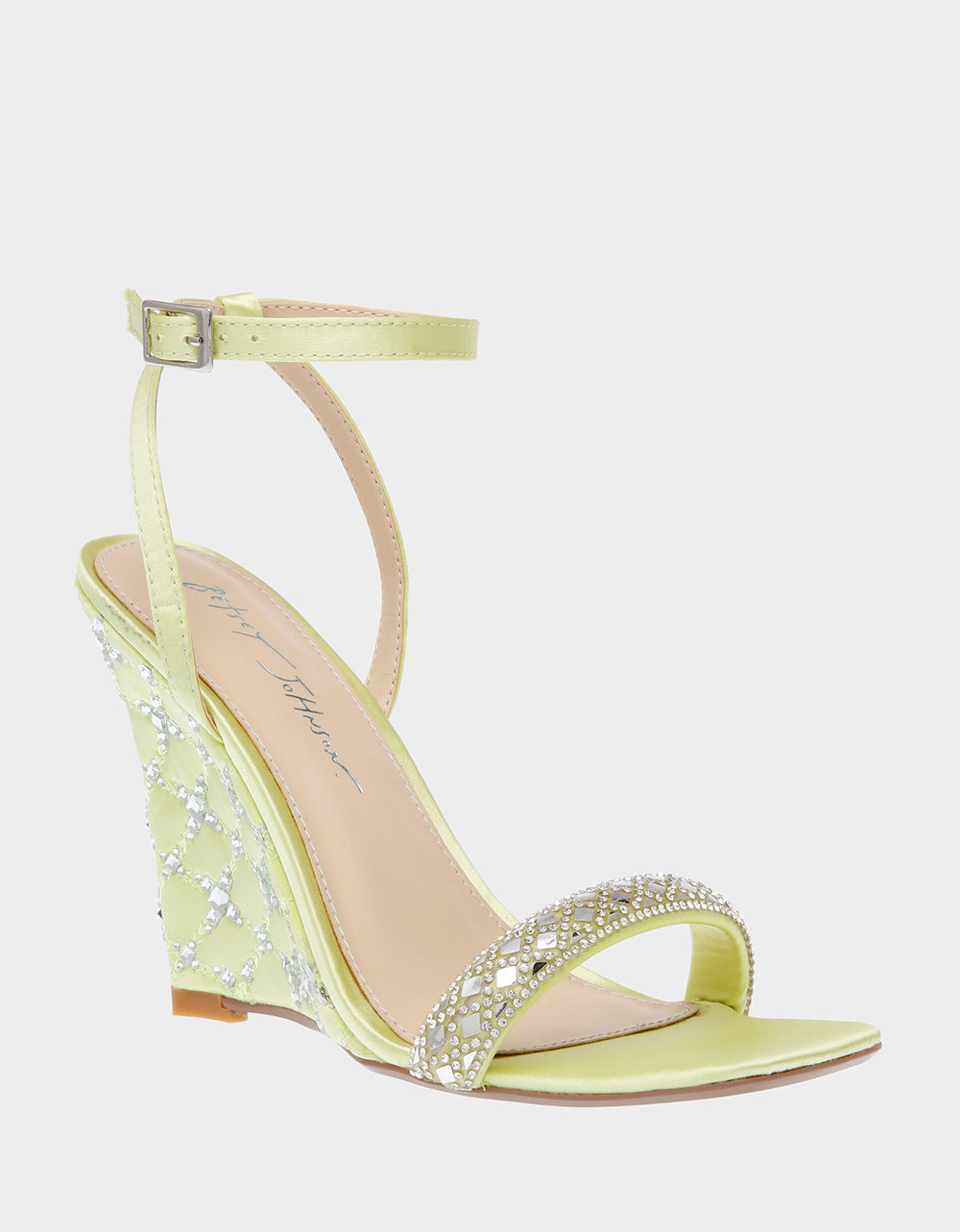 Betsey Johnson SIMON Rhinestone Wedge Heels - 4 Inch Elegant Party Shoes