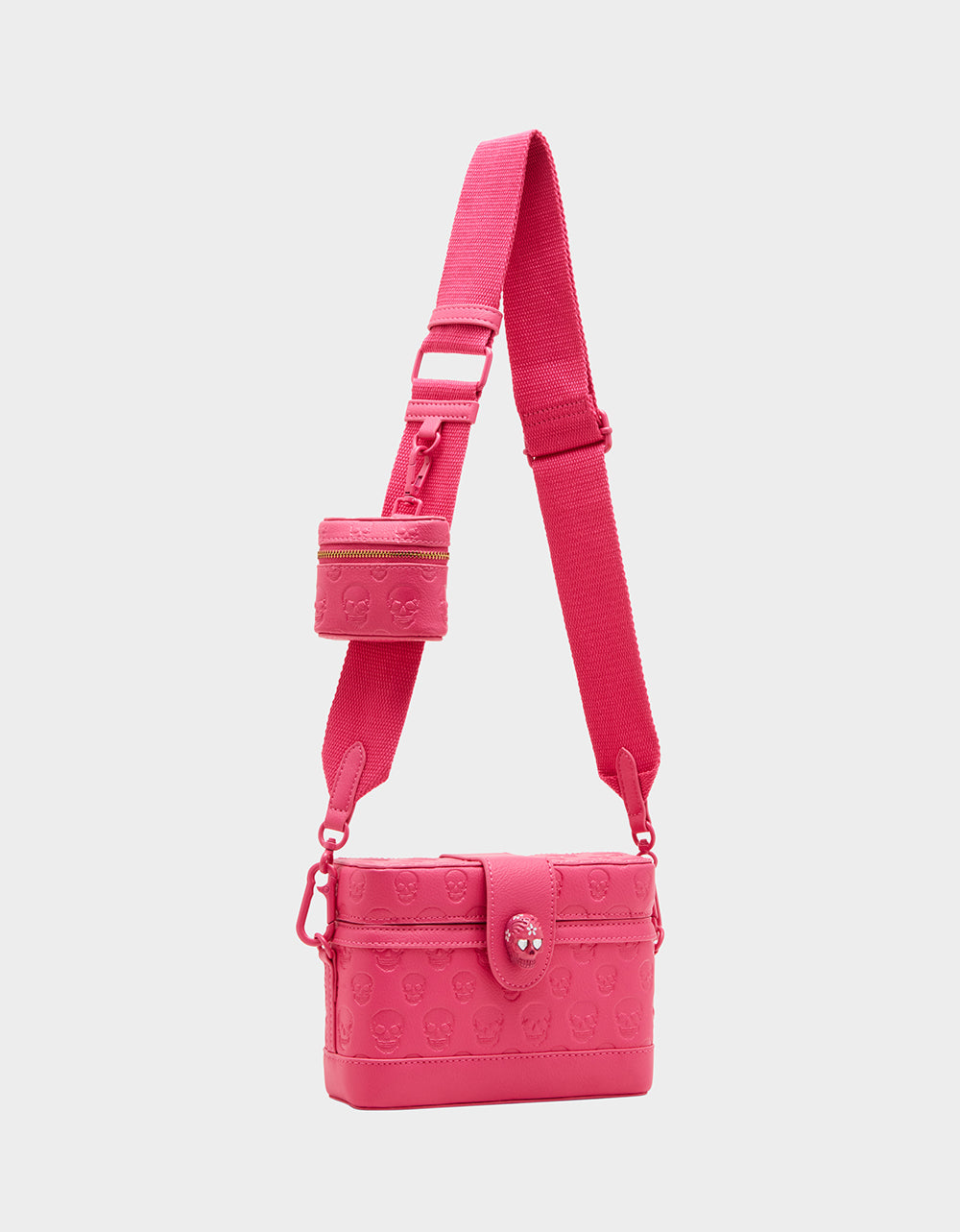 Betsey Johnson Skull Boss Pink Crossbody Vanity Bag