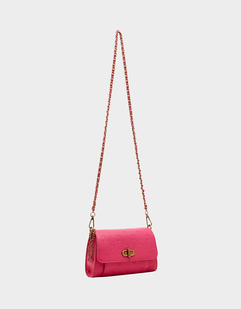 Betsey Johnson Pink Skull Mini Turnlock Crossbody Bag