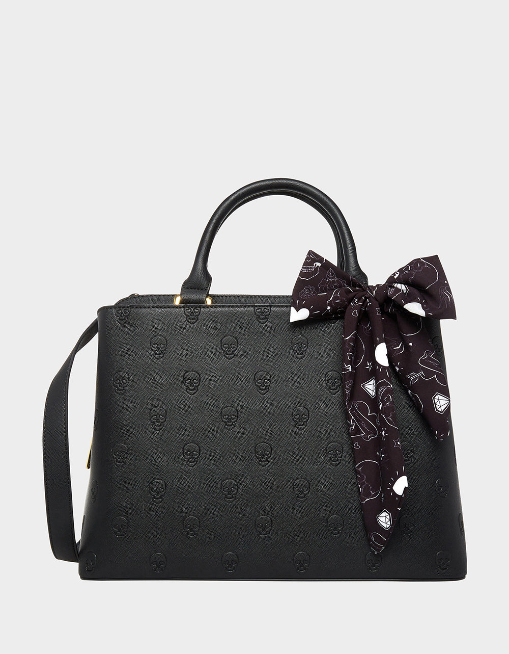 Betsey Johnson Skull Crossbody Bag - Black Satchel with Adjustable Strap