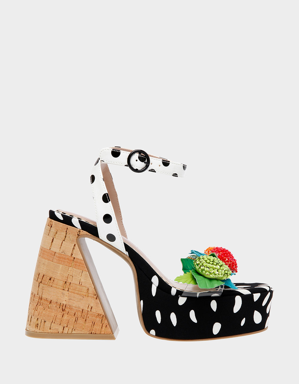 Betsey Johnson SPRITE Black & White Floral Beaded Heels 4.75 Inch