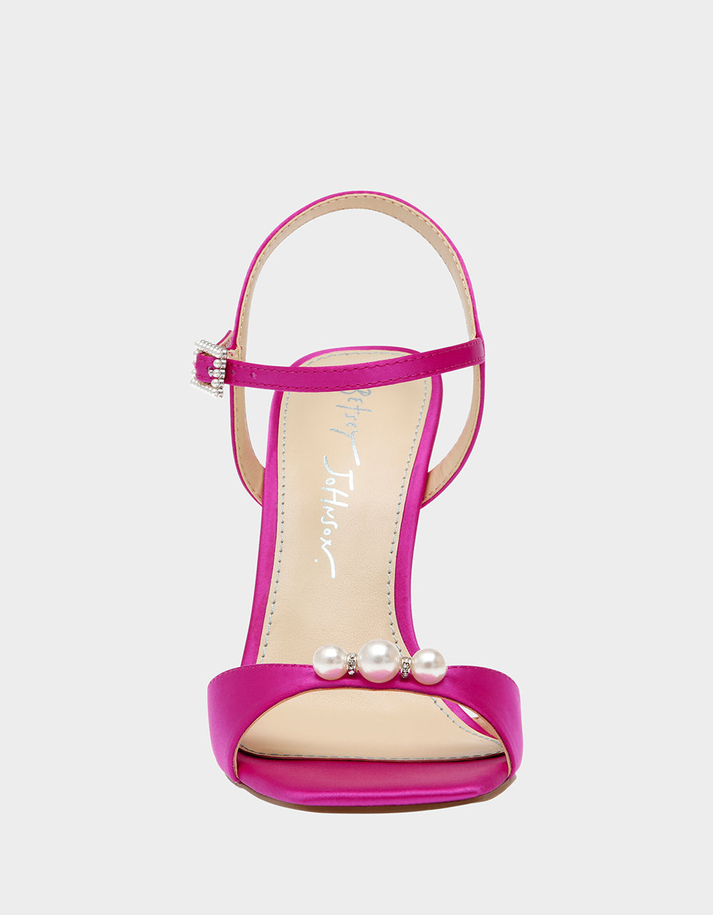 Betsey Johnson Story Fuchsia Pearl Strap Heels for Formal Occasions