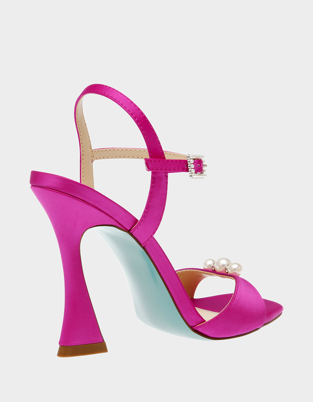 Betsey Johnson Story Fuchsia Pearl Strap Heels for Formal Occasions