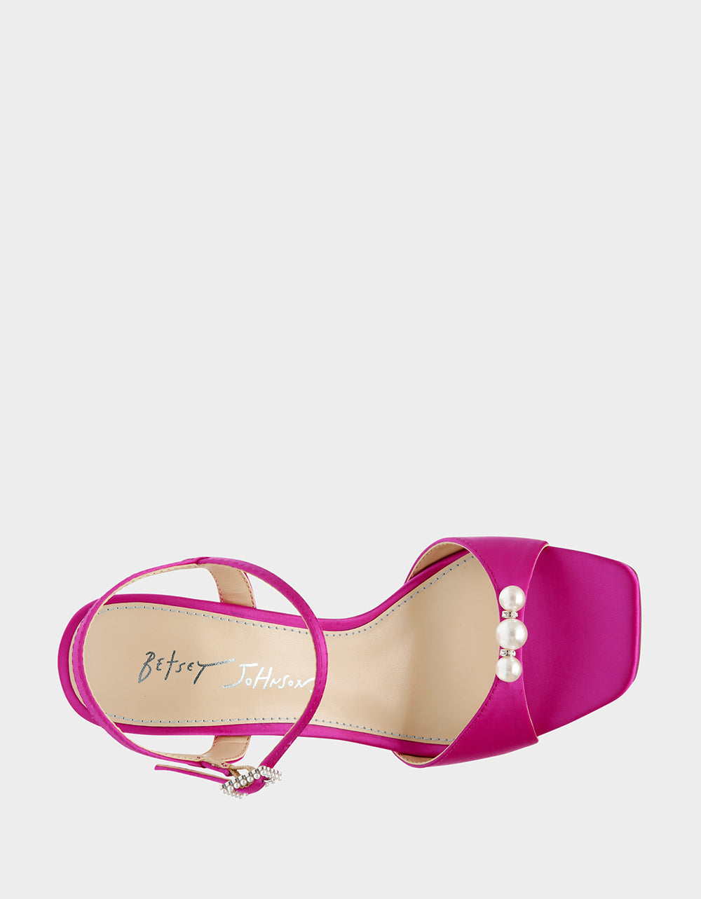 Betsey Johnson Story Fuchsia Pearl Strap Heels for Formal Occasions