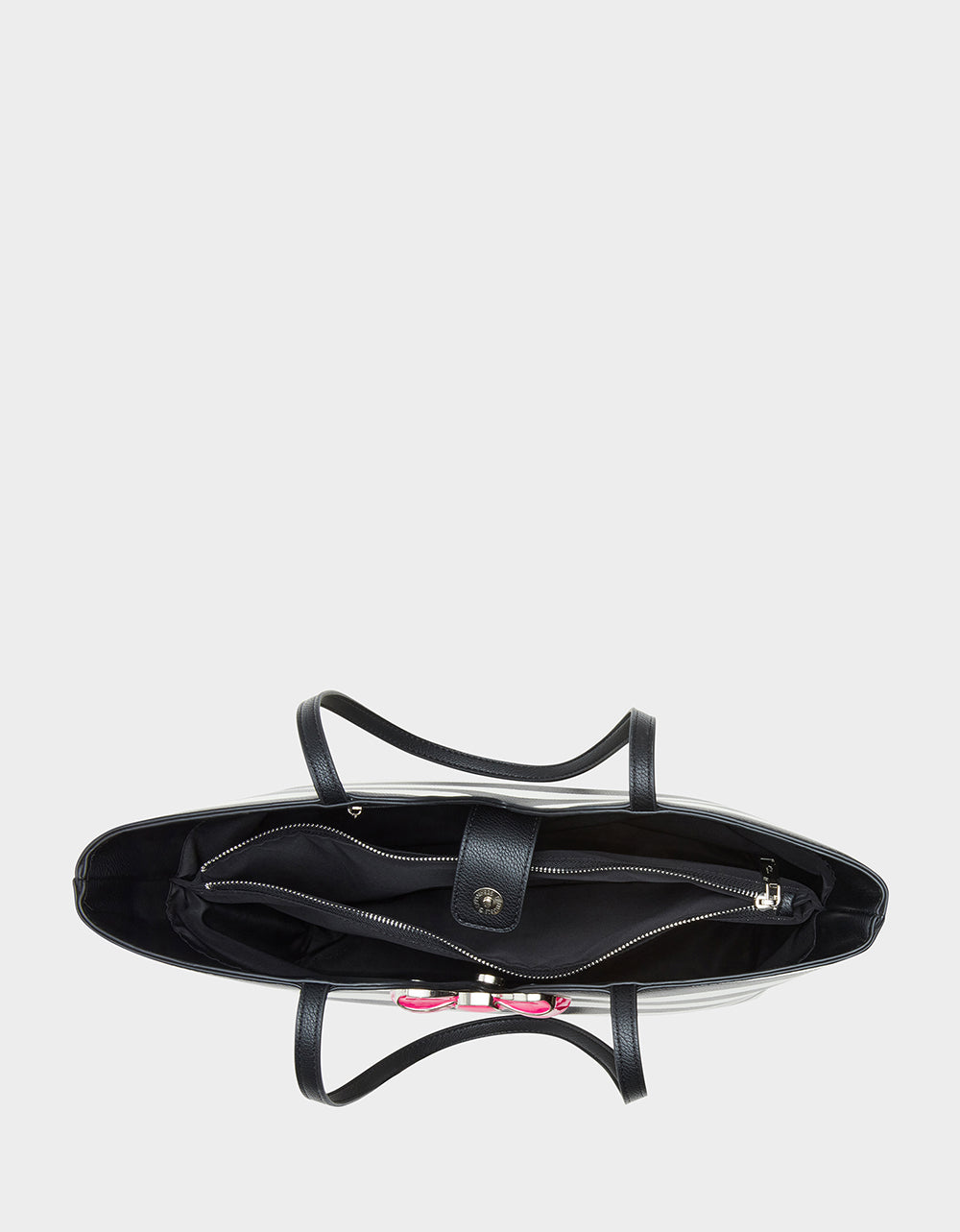 Black and White Striped Bow Tote Bag by RE:LUV