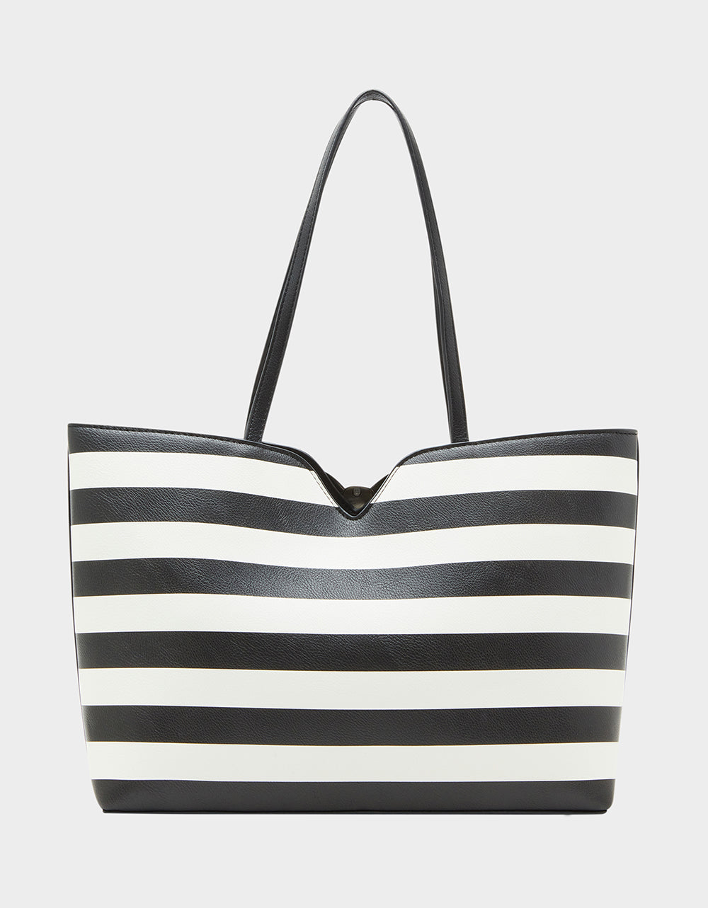 Black and White Striped Bow Tote Bag by RE:LUV