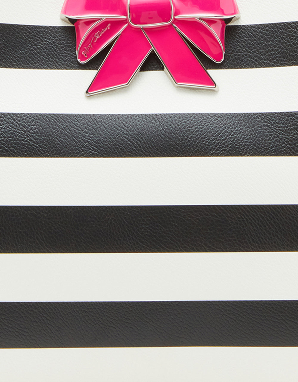 Black and White Striped Bow Tote Bag by RE:LUV